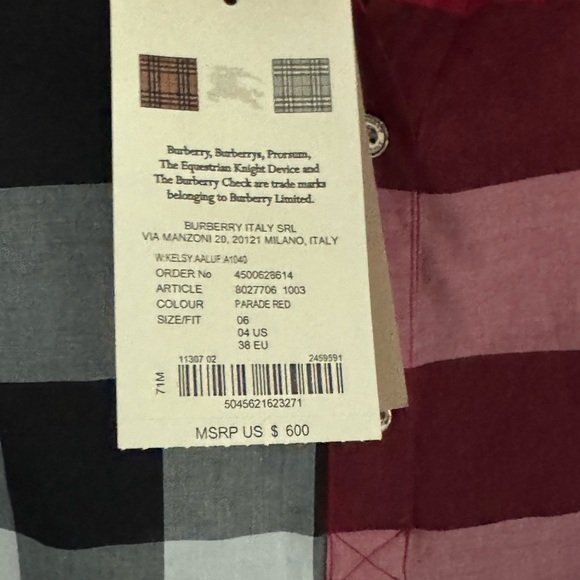 NWT Red Burberry Dress - Picture 2 of 4